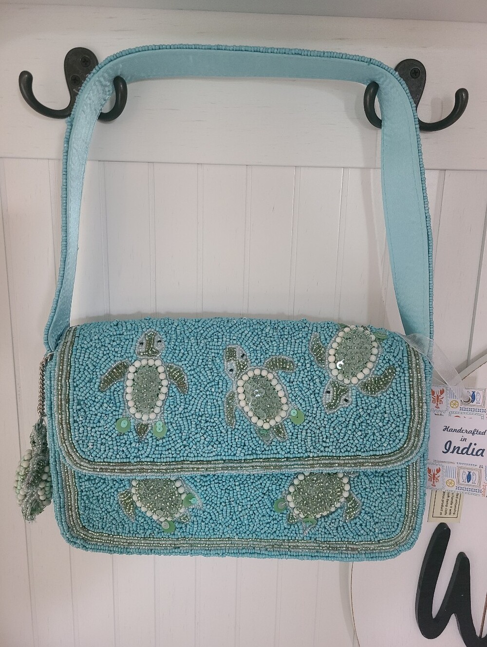 TikTok Viral Handcrafted In India Blue Seaturtle Beaded Bag